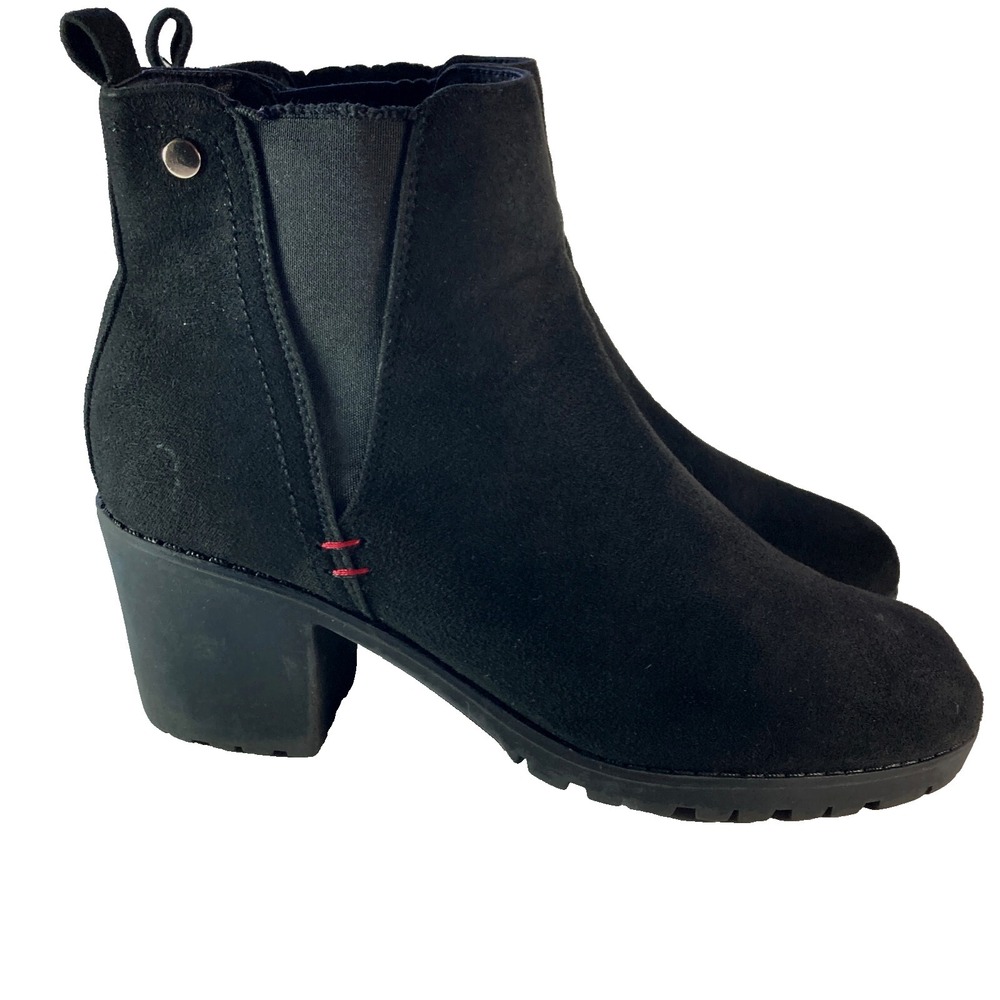 Jabasic Chunky Chelsea Block Heel Bootie Ankle Boot Womens 9 Black Y2k - Picture 2 of 11